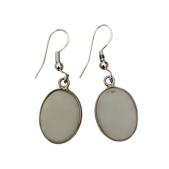 White Opal Silver Earrings - Picture 4 of 4